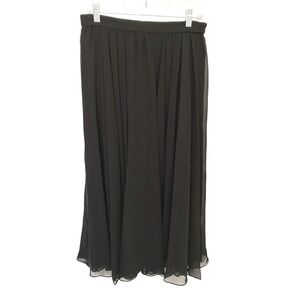 Adrianna‎ Papell Flowy Elastic Waist Chiffon Maxi Skirt Womens Black Size 10